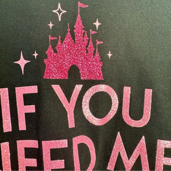 NWT. Disney kids Black T-shirt with pink sparkle "I'll be in my castle" Large - Picture 4 of 8